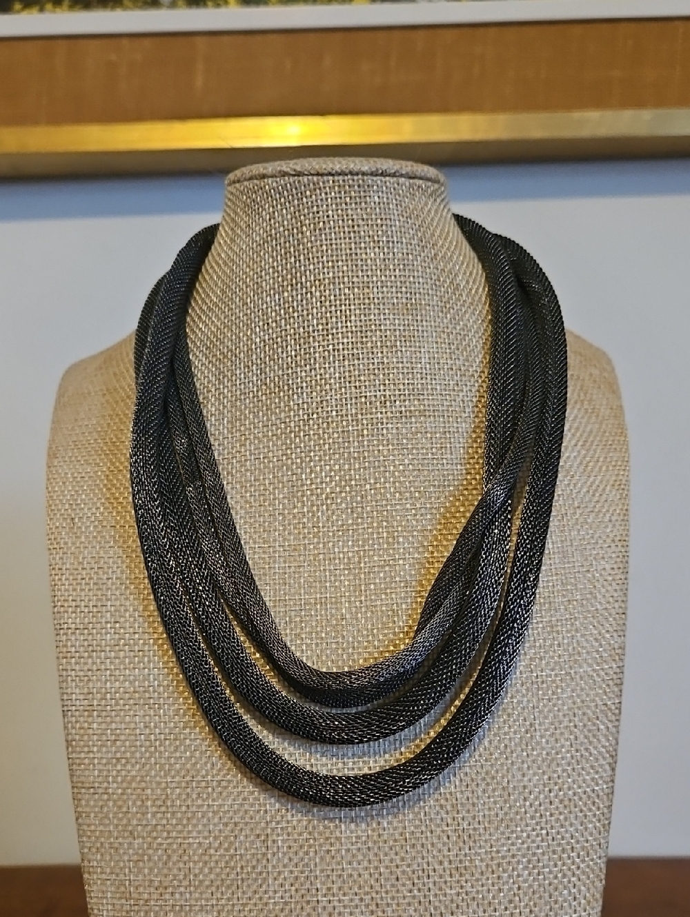 Chico's Multi-Strand Black Mesh Necklace